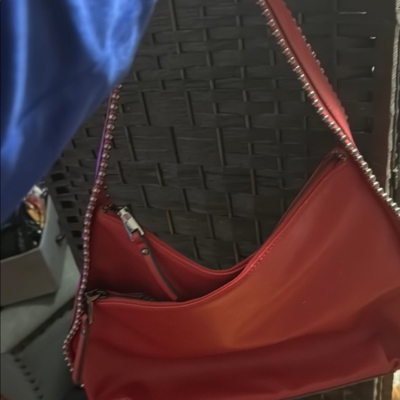 Red Studded Shoulder Bag - Picture 11 of 12